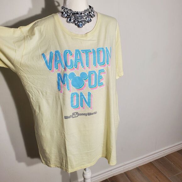 DISNEY T-SHIRT YELLOW SHORT SLEEVE COTTON SIZE 2X - Picture 2 of 9